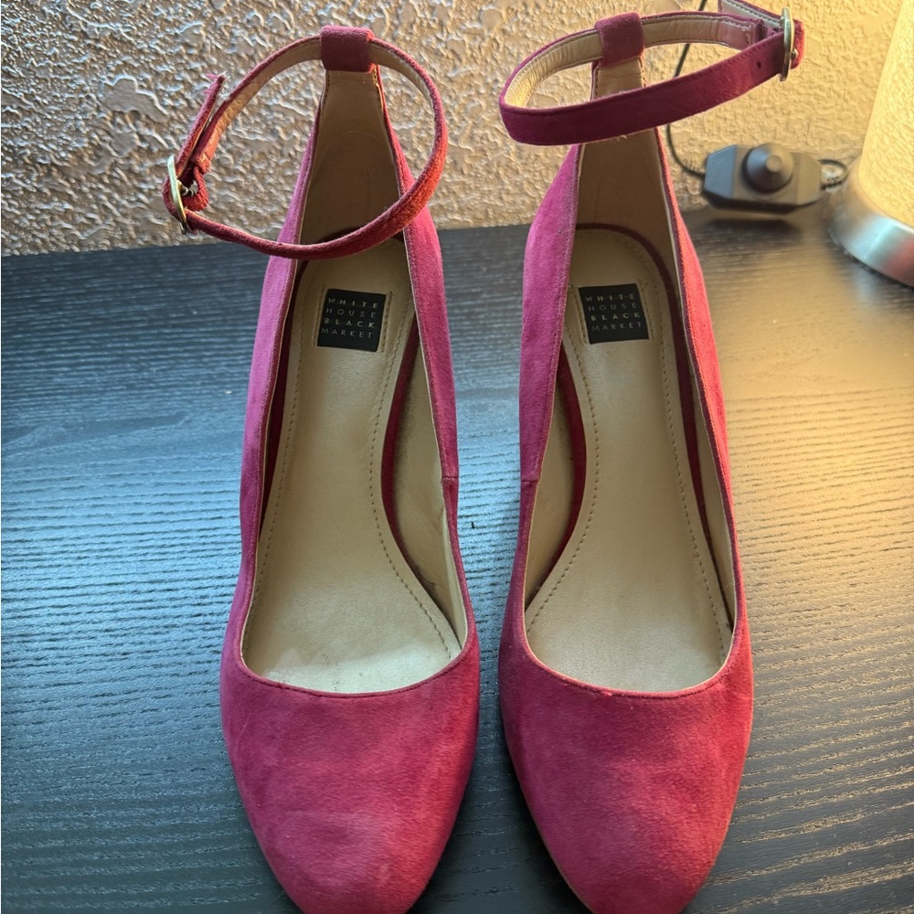 White House Black Market Pink Ankle Strap Heels